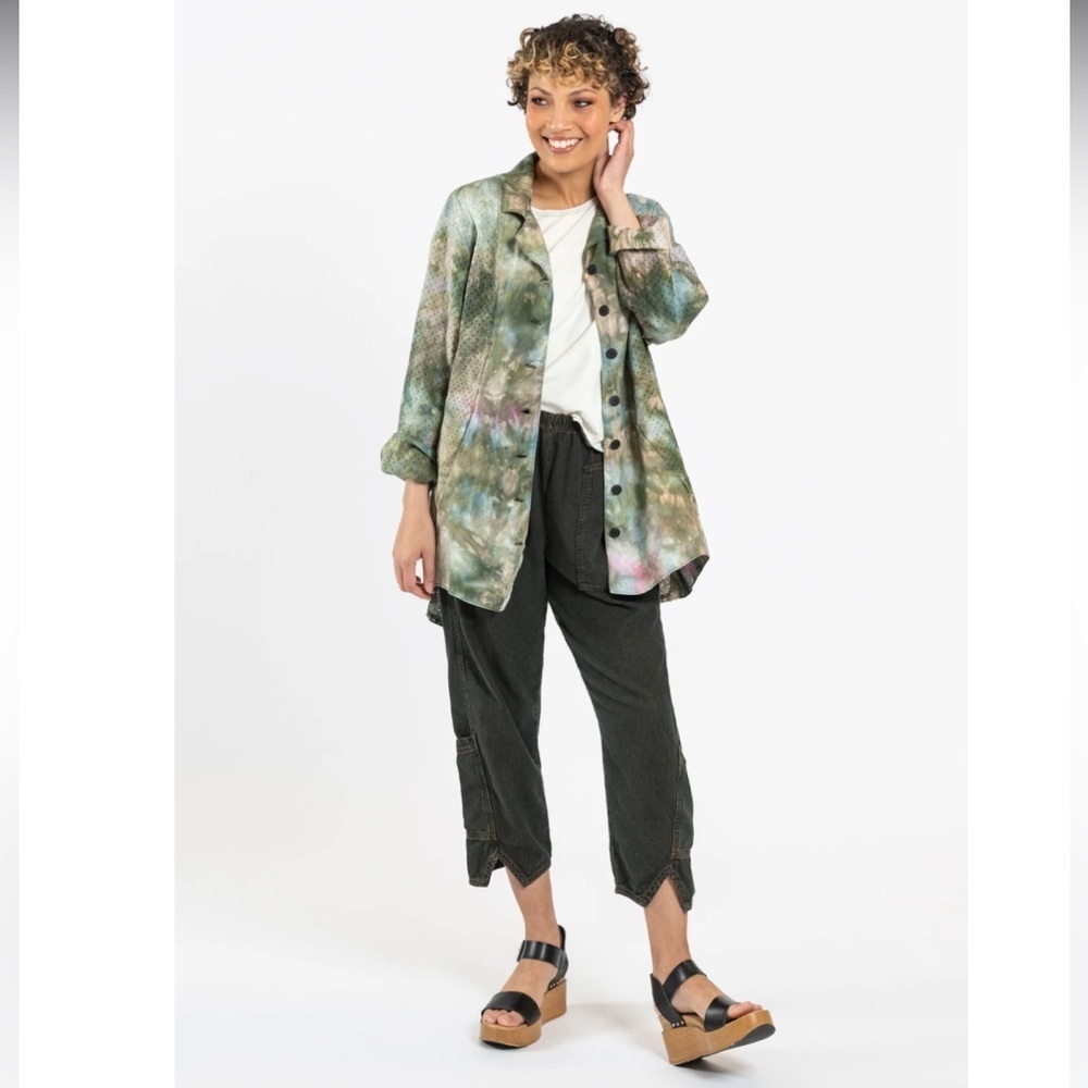 CYNTHIA ASHBY Tie Dye Shirt Jacket Size Large Oversized (Plus Sized) - Picture 3 of 16